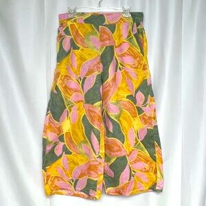 Tahari Wide Leg Linen Pants Floral